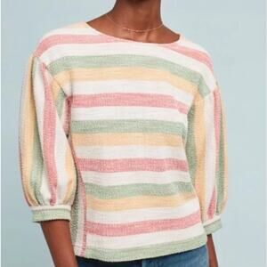 Anthropologie Current Air Women's Abilene Striped Balloon Sleeve Top Small